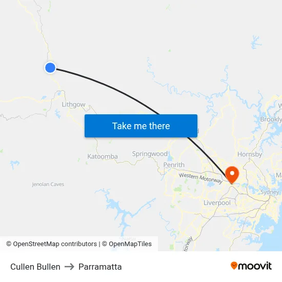 Cullen Bullen to Parramatta map