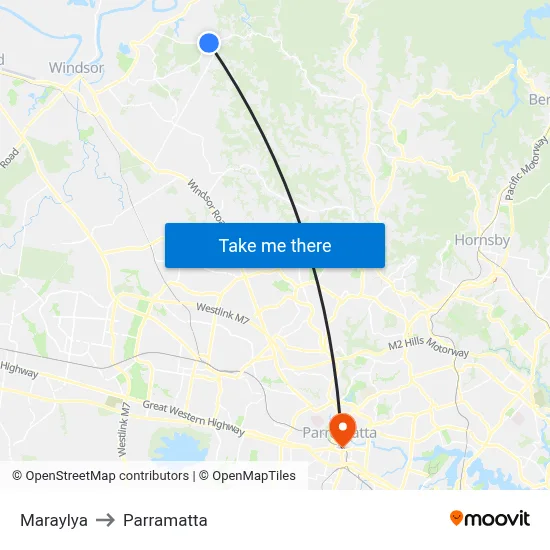 Maraylya to Parramatta map