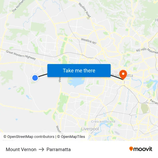 Mount Vernon to Parramatta map