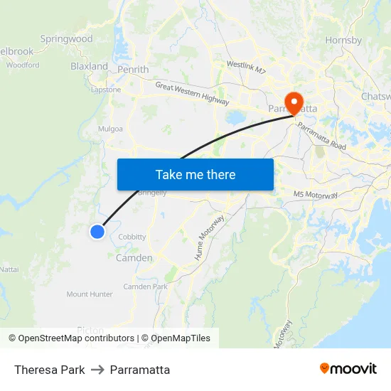 Theresa Park to Parramatta map