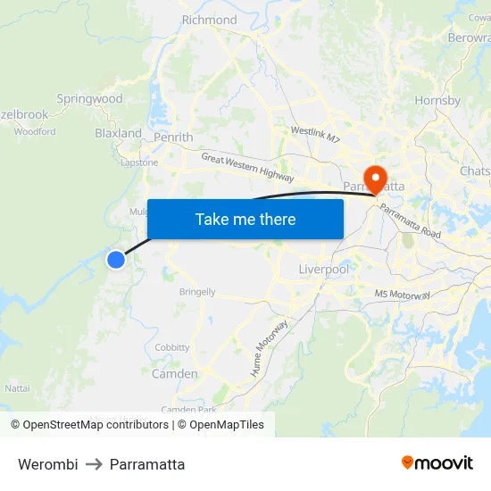 Werombi to Parramatta map