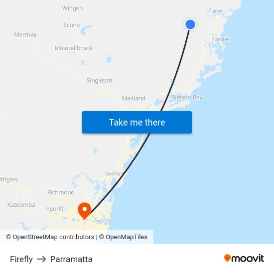 Firefly to Parramatta map