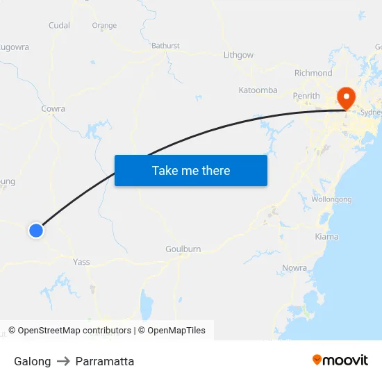 Galong to Parramatta map