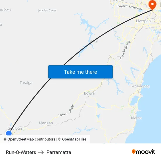 Run-O-Waters to Parramatta map