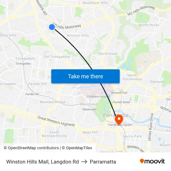 Winston Hills Mall, Langdon Rd to Parramatta map