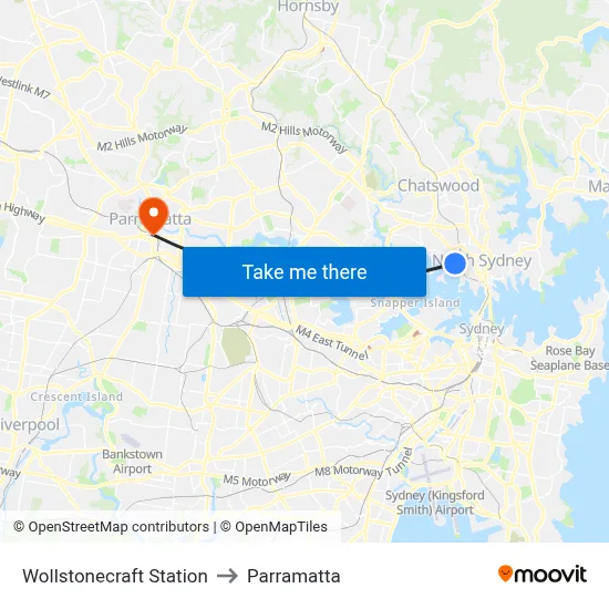 Wollstonecraft Station to Parramatta map