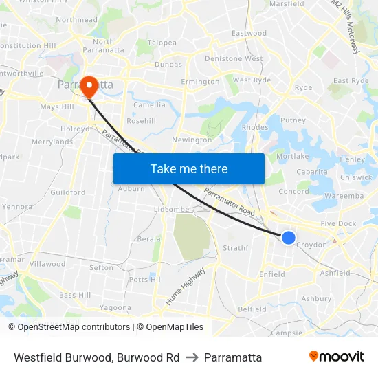 Westfield Burwood, Burwood Rd to Parramatta map