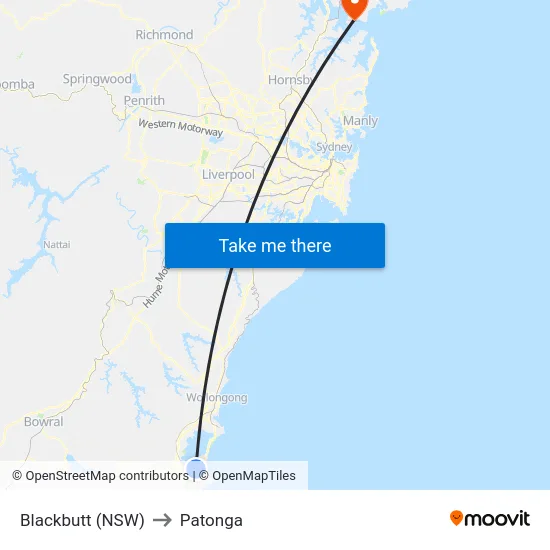 Blackbutt (NSW) to Patonga map