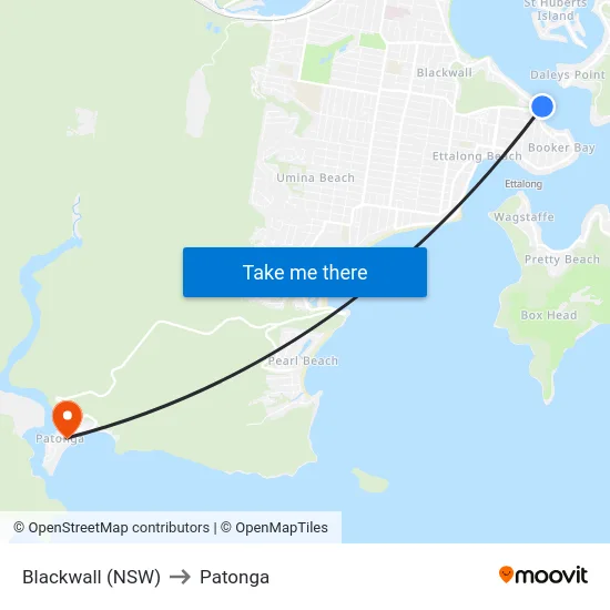 Blackwall (NSW) to Patonga map