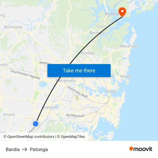 Bardia to Patonga map