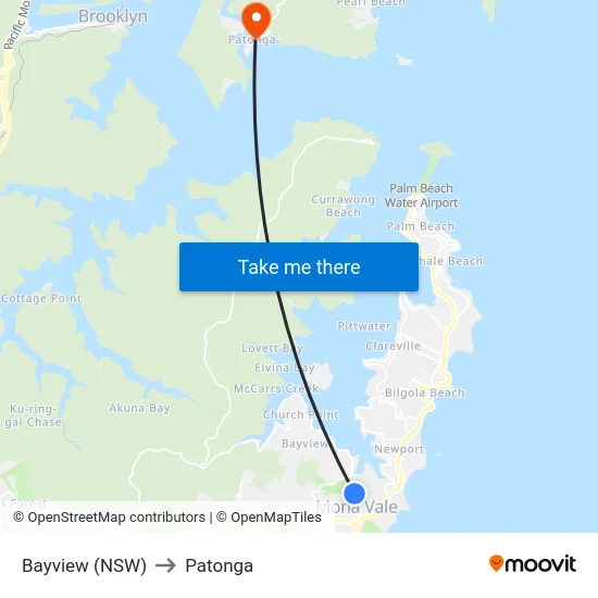Bayview (NSW) to Patonga map