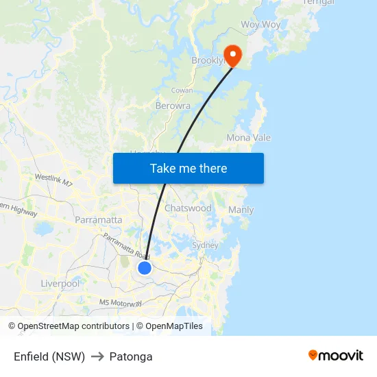 Enfield (NSW) to Patonga map