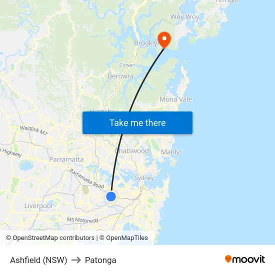 Ashfield (NSW) to Patonga map