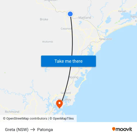 Greta (NSW) to Patonga map