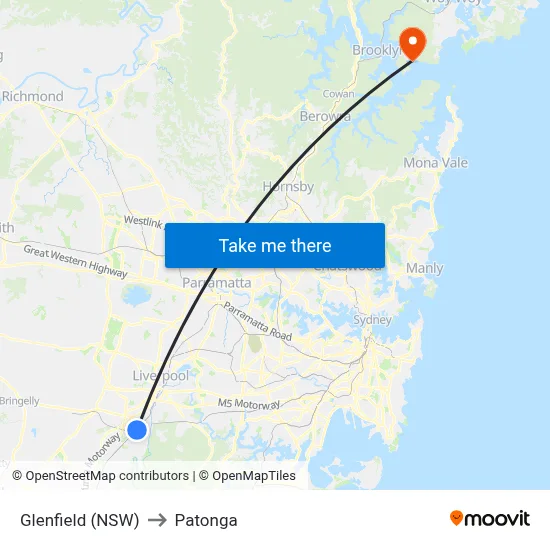Glenfield (NSW) to Patonga map