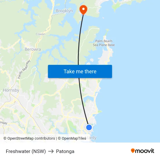Freshwater (NSW) to Patonga map