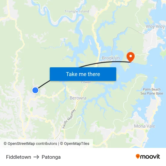 Fiddletown to Patonga map