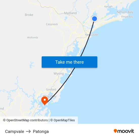 Campvale to Patonga map