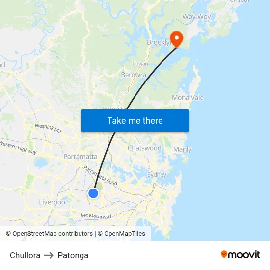 Chullora to Patonga map