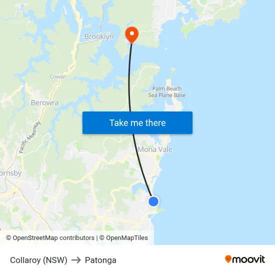 Collaroy (NSW) to Patonga map