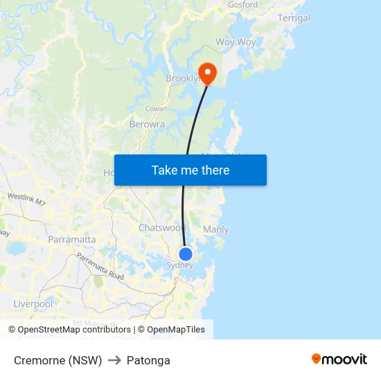 Cremorne (NSW) to Patonga map