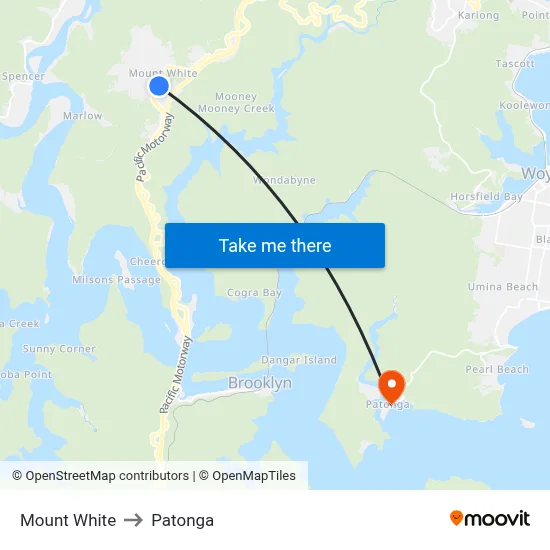 Mount White to Patonga map