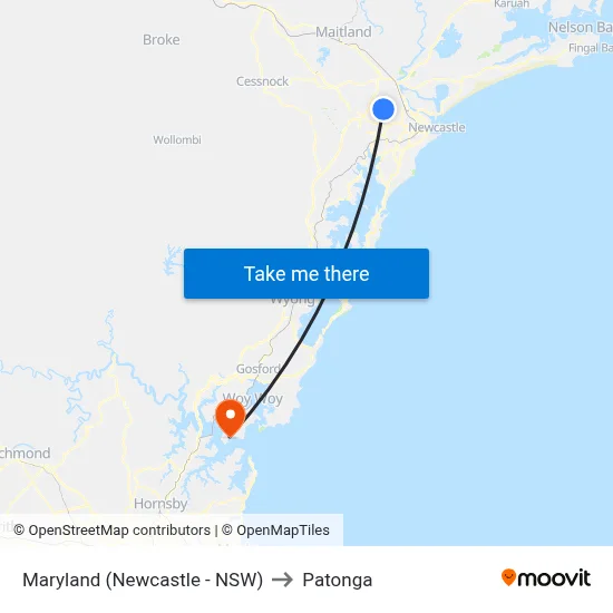 Maryland (Newcastle - NSW) to Patonga map