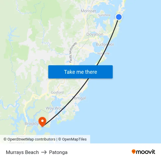 Murrays Beach to Patonga map