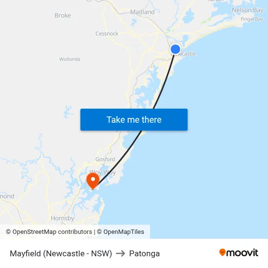 Mayfield (Newcastle - NSW) to Patonga map