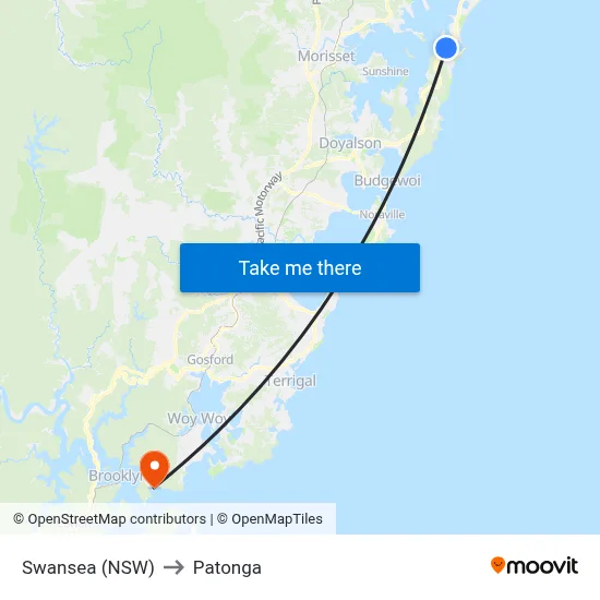 Swansea (NSW) to Patonga map