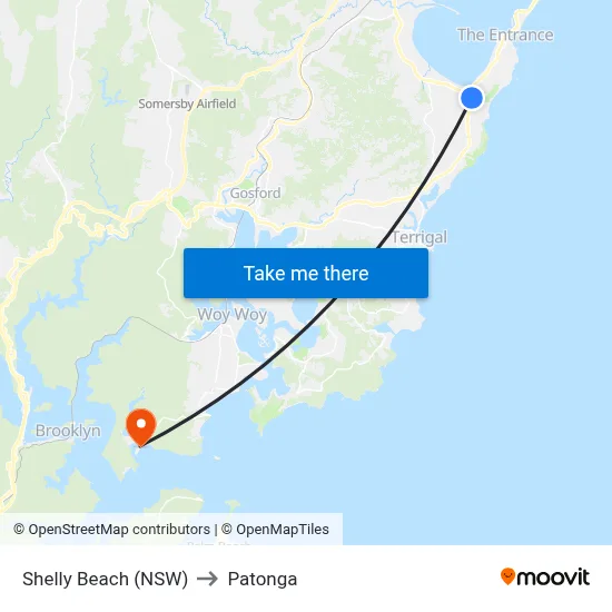 Shelly Beach (NSW) to Patonga map