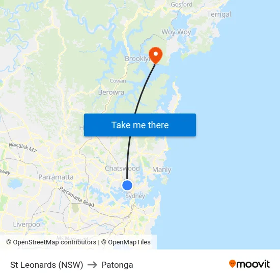 St Leonards (NSW) to Patonga map