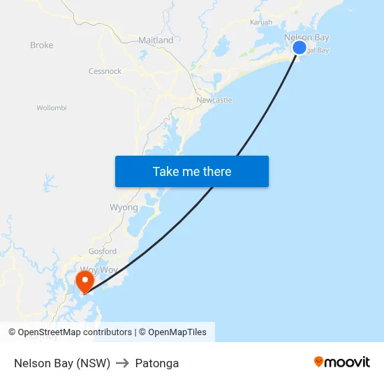 Nelson Bay (NSW) to Patonga map