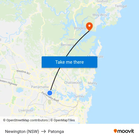 Newington (NSW) to Patonga map