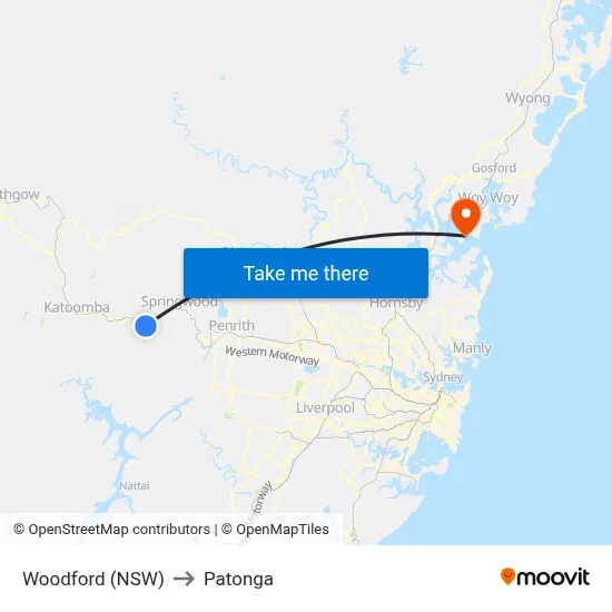 Woodford (NSW) to Patonga map