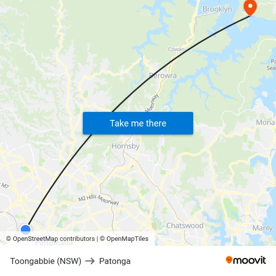 Toongabbie (NSW) to Patonga map