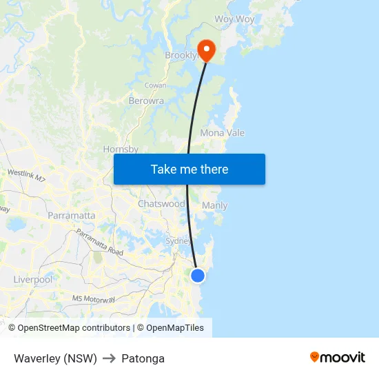 Waverley (NSW) to Patonga map