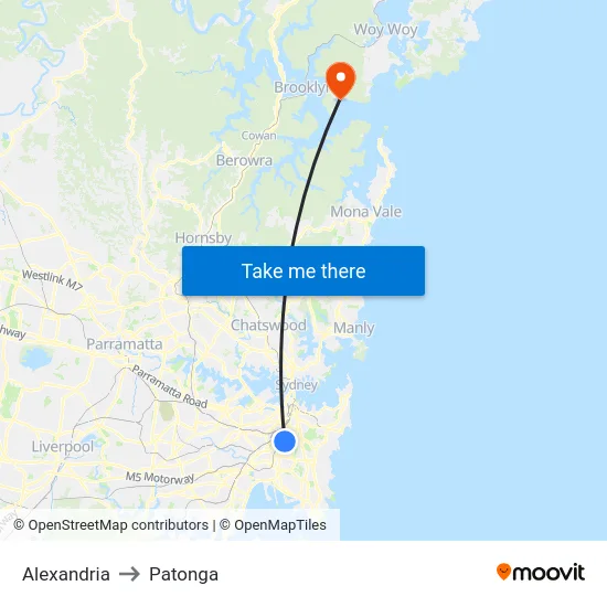 Alexandria to Patonga map