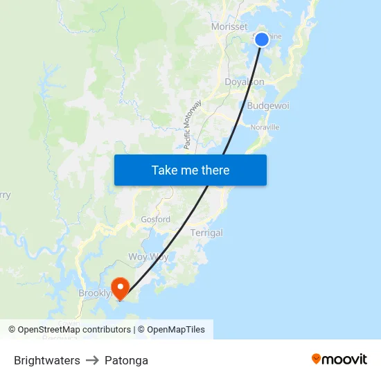 Brightwaters to Patonga map