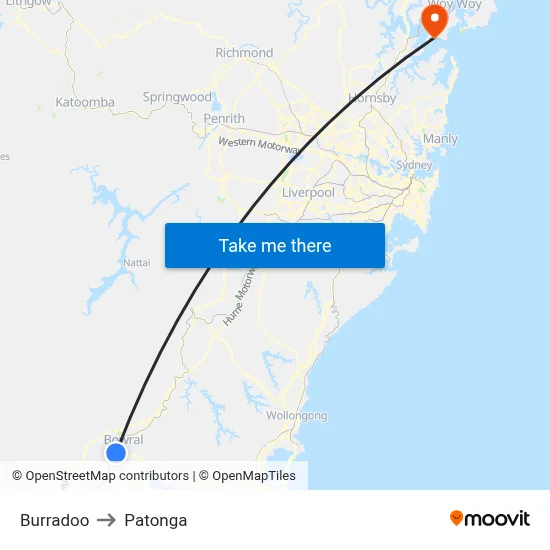 Burradoo to Patonga map