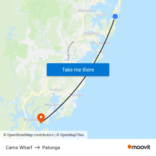 Cams Wharf to Patonga map