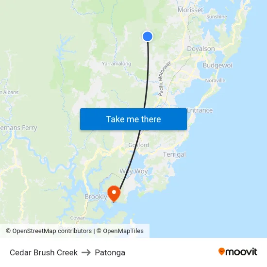 Cedar Brush Creek to Patonga map