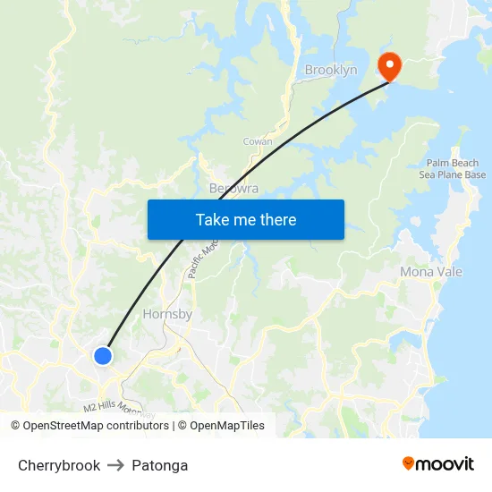Cherrybrook to Patonga map