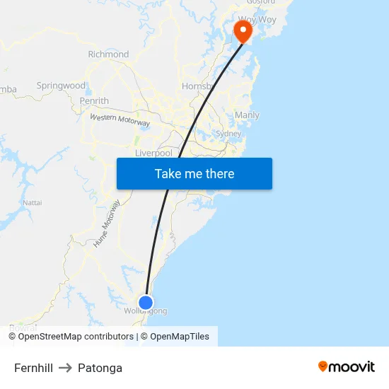 Fernhill to Patonga map
