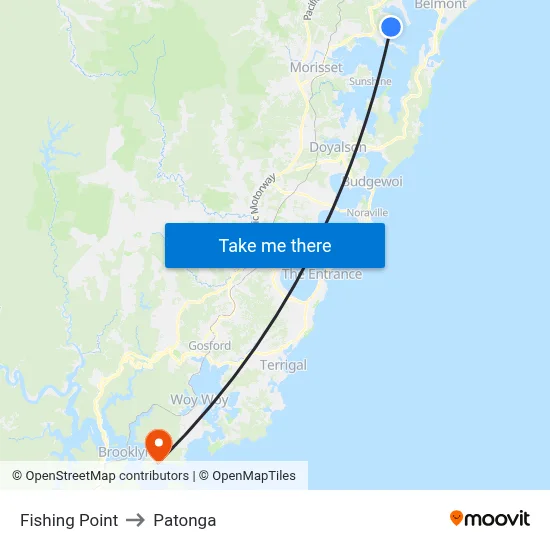 Fishing Point to Patonga map