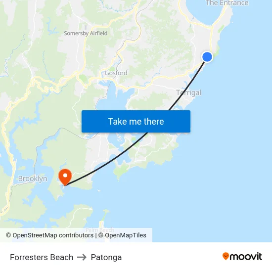 Forresters Beach to Patonga map