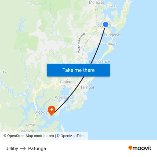 Jilliby to Patonga map