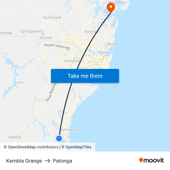 Kembla Grange to Patonga map