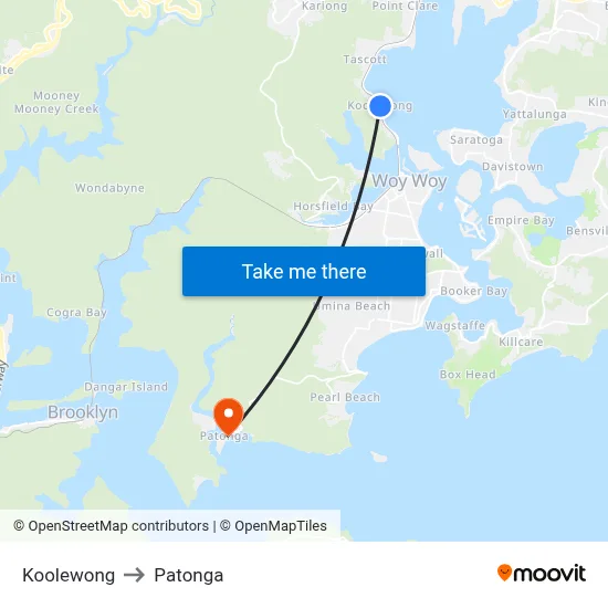 Koolewong to Patonga map