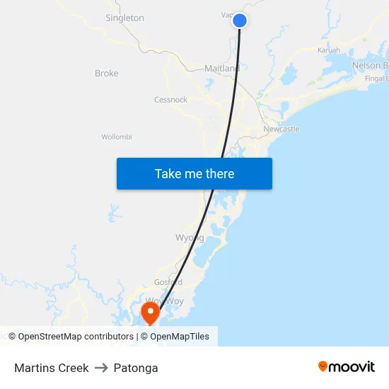 Martins Creek to Patonga map
